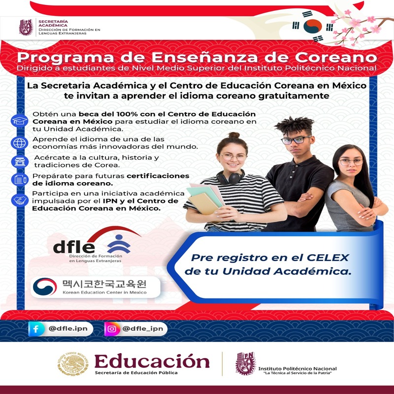 Queremos saber si te intereza aprender coreano en el IPN y en el CECyT 19 Leona Vicario 